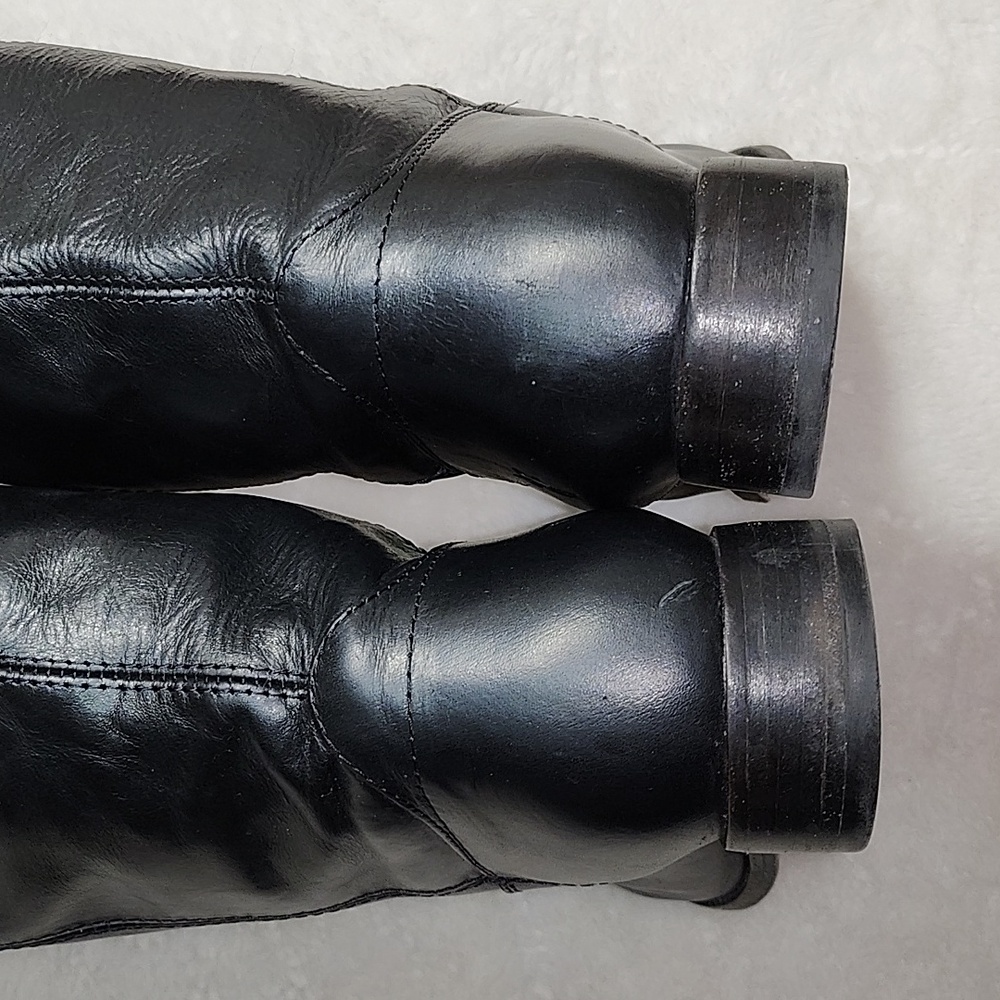 Frye Melissa Button Black Tall Leather Riding Boots Size 9 - Picture 8 of 16